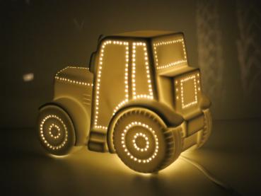 Porzellanlampe, Tischlampe Traktor, 30356, Kerzenfarm Hahn